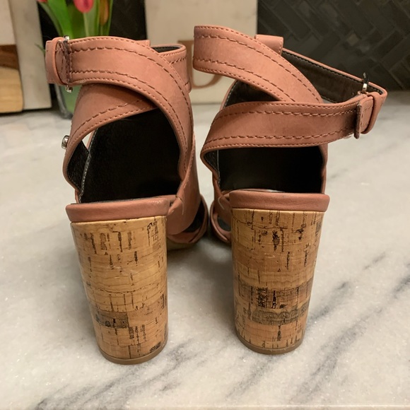 Ladies Cork Heels Dusty Rose / Light Pink Color - Picture 6 of 8